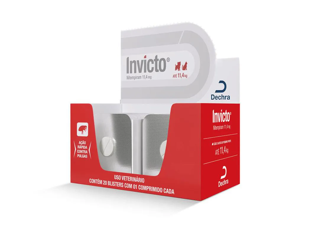 ANTIPULGAS INVICTO DECHRA 57MG PARA CãES E GATOS DE ATé 11,4KG COM 1 COMPRIMIDO