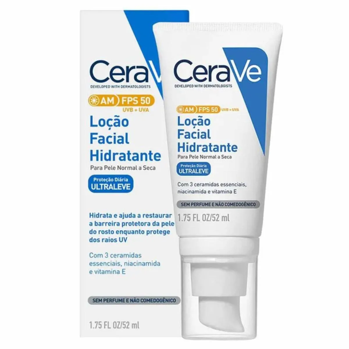 LOçãO FACIAL HIDRATANTE CERAVE AM ULTRALEVE FPS50 52ML