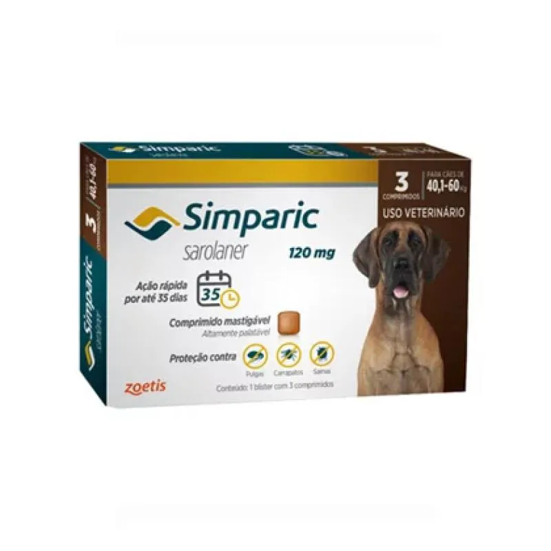 SIMPARIC CãES DE 40,1 A 60KG - 120MG - CX COM 3 COMPR