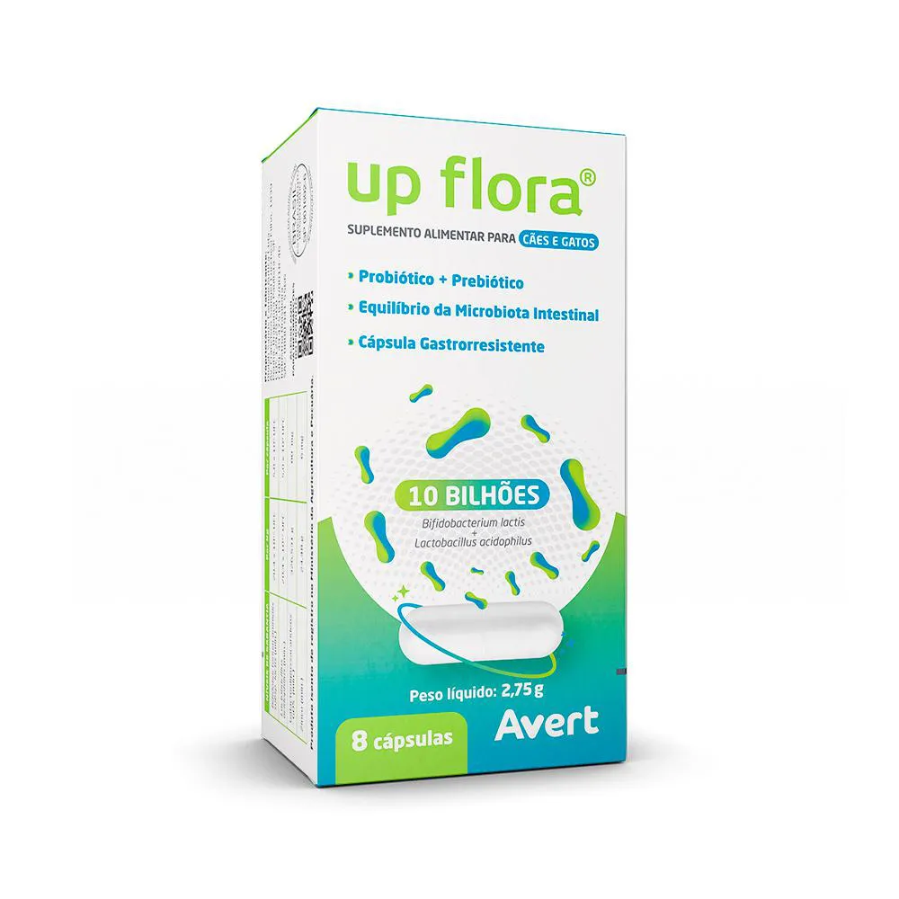 SUPLEMENTO ALIMENTAR UP FLORA PARA CãES E GATOS 8 CáPSULAS - 2,75G