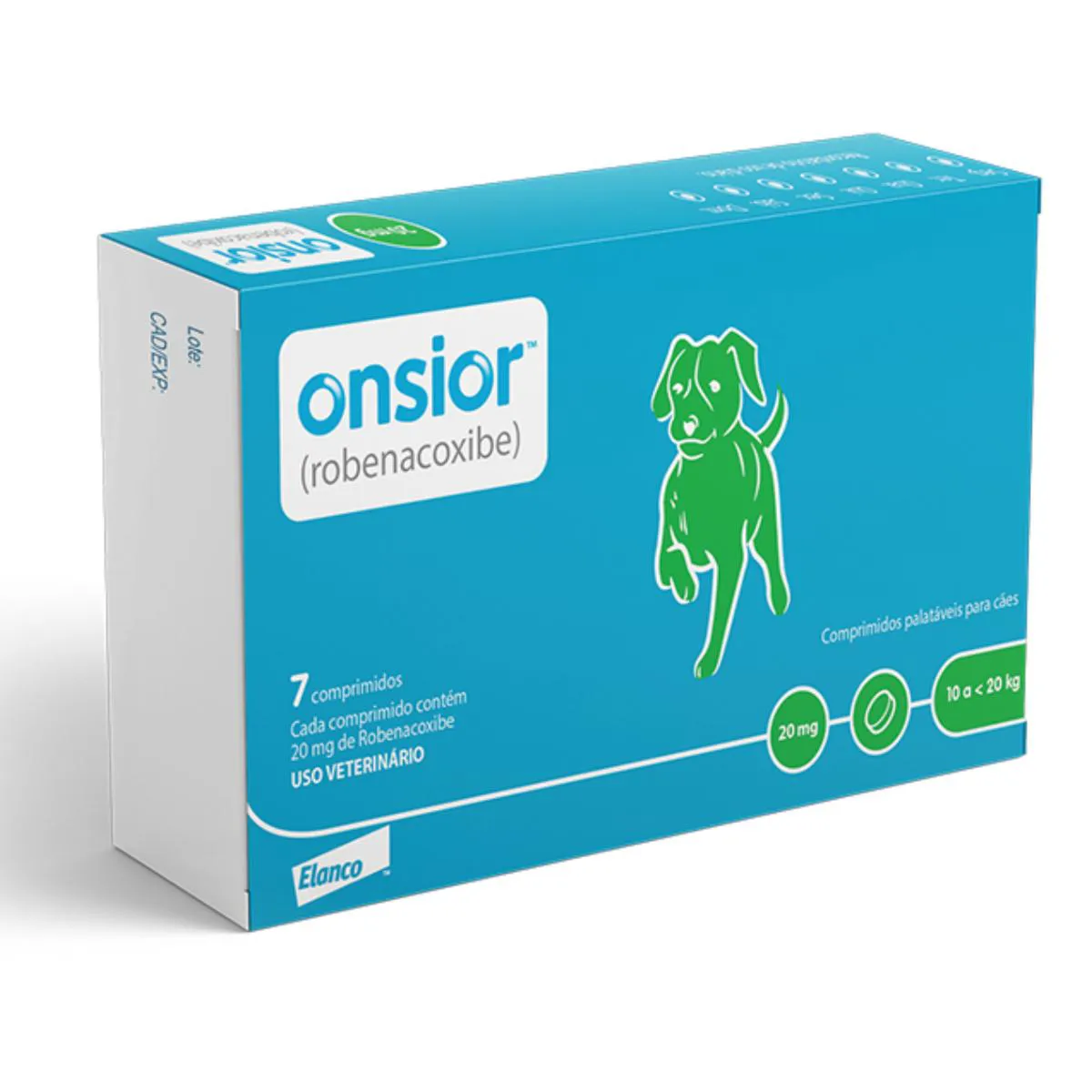 ANTI-INFLAMATóRIO ONSIOR 20MG PARA CACHORROS DE 10KG ATé 20KG COM 7 COMPRIMIDOS