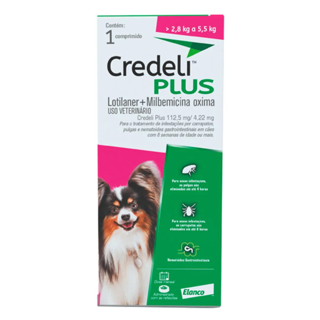 ANTIPULGAS CREDELI PLUS PARA CãES 2,8 A 5,5 KG 1 COMPRIMIDO