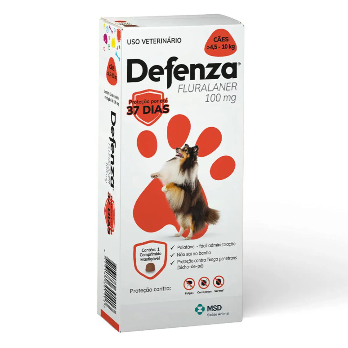 DEFENZA ANTIPULGAS E CARRAPATOS MSD PARA CãES DE 4,5 A 10KG