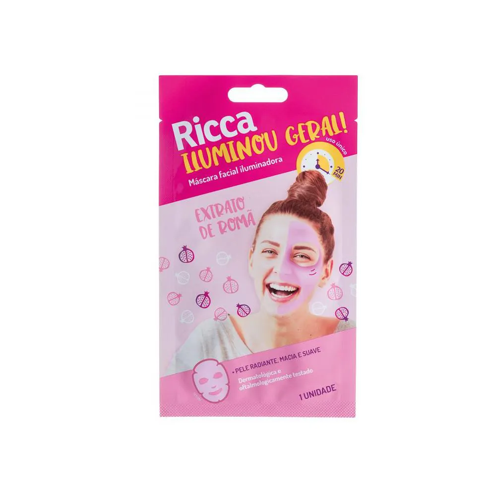 MáSCARA FACIAL ILUMINADORA RICCA ILUMINOU GERAL EXTRATO DE ROMã