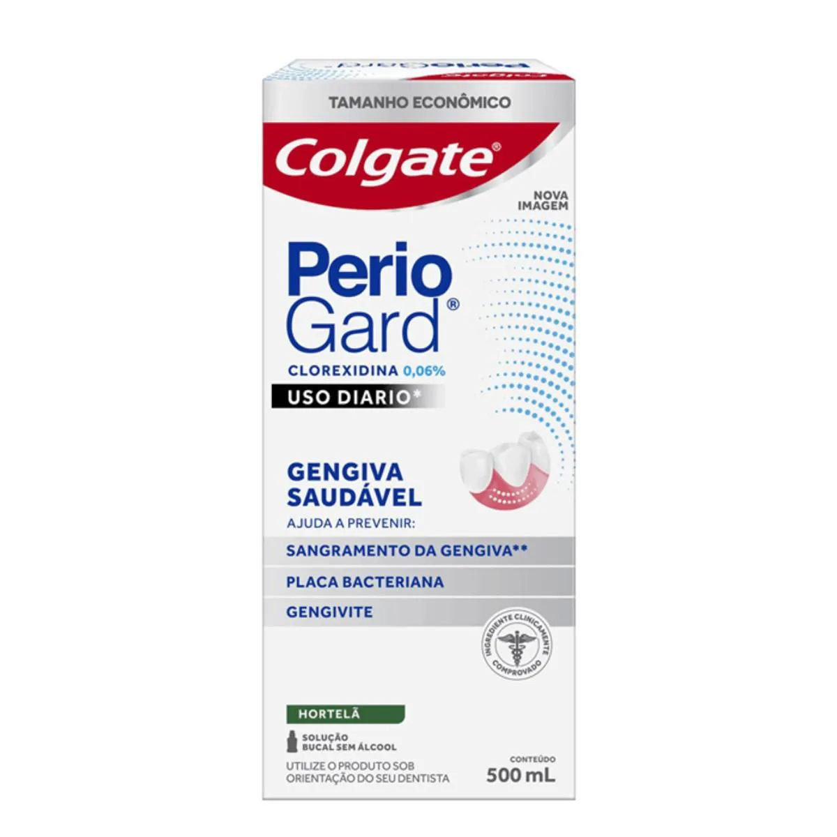ENXAGUANTE BUCAL COLGATE PERIOGARD USO DIáRIO HORTELã - SEM ÁLCOOL - 500ML