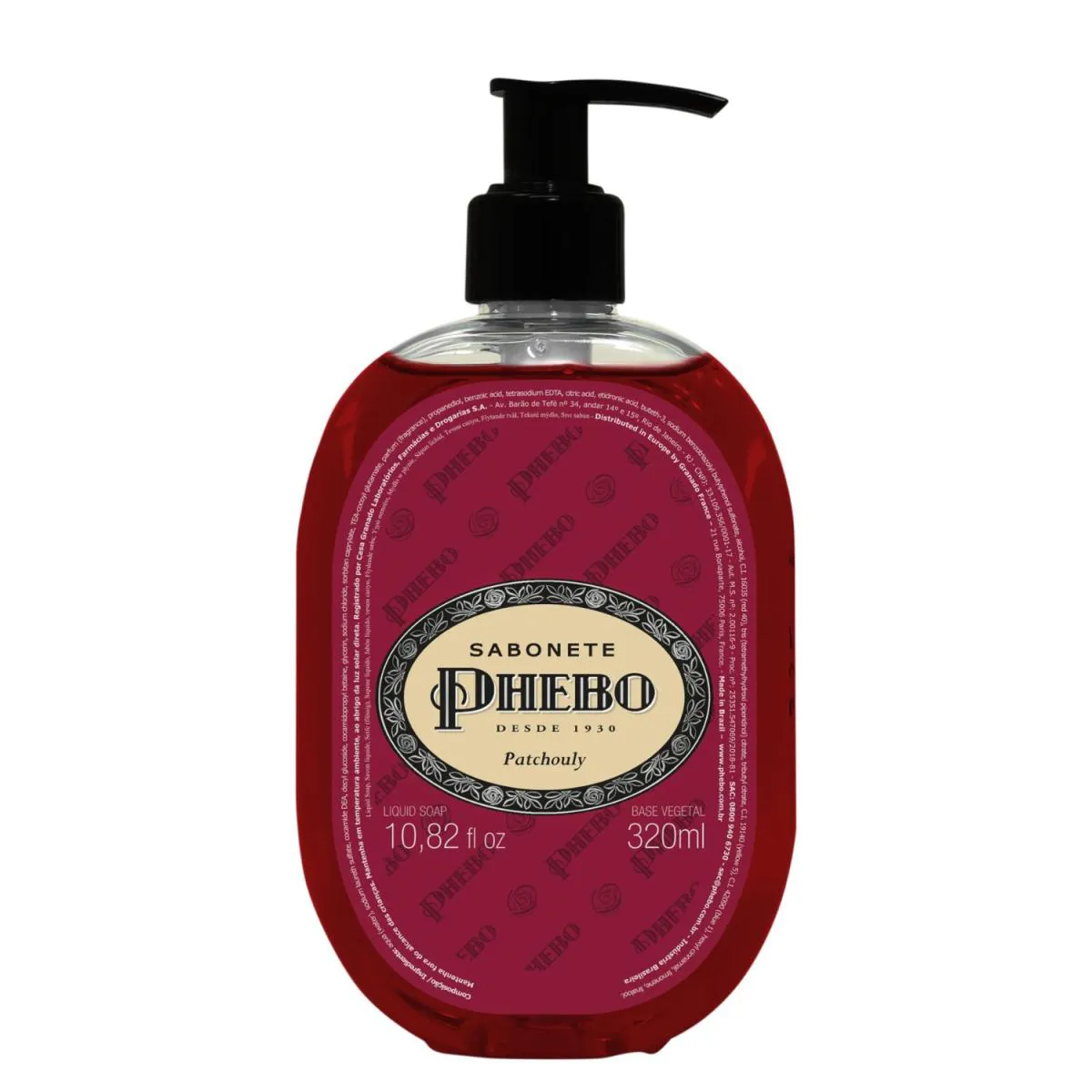 SABONETE LíQUIDO DE GLICERINA PHEBO PATCHOULY - 320ML