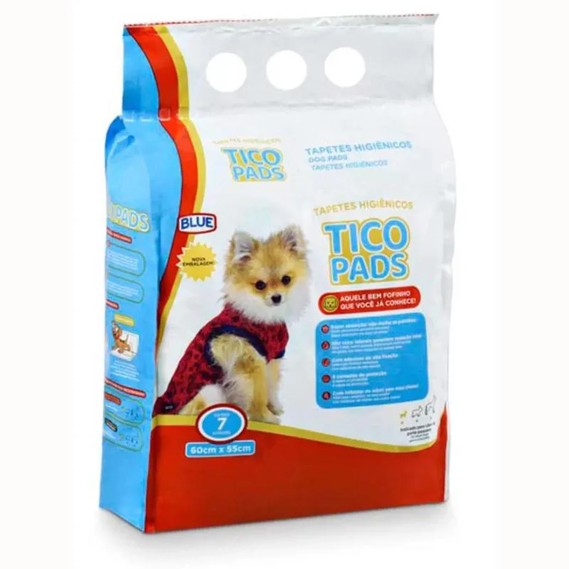 TAPETE HIGIêNICO TICO PADS COM 07 UNIDADES DE 60X55CM