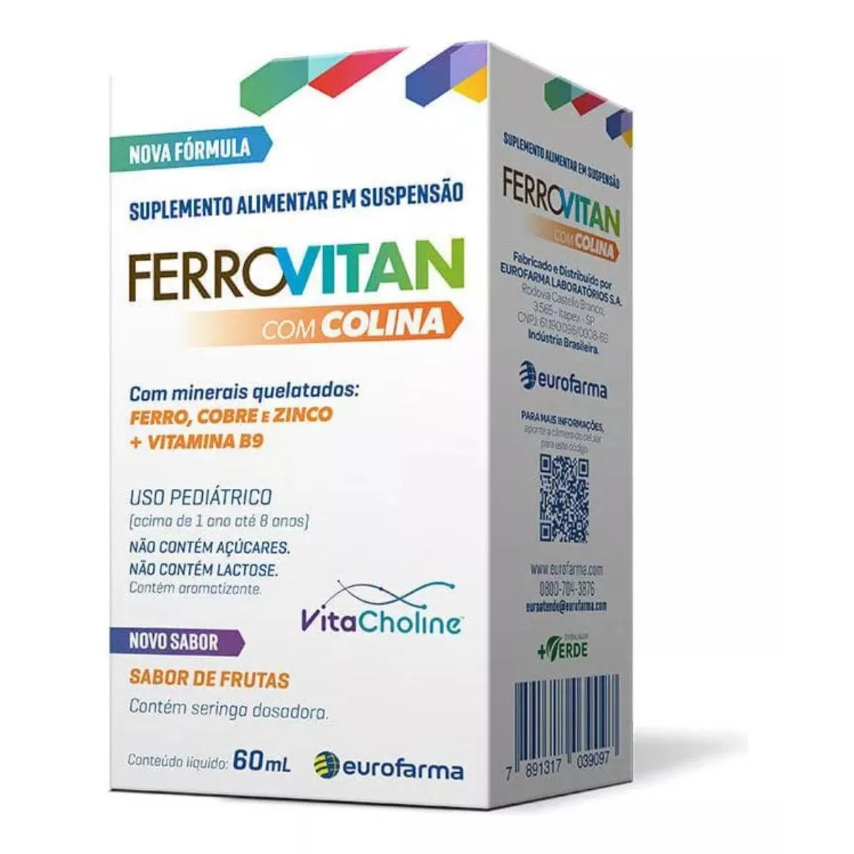 SUPLEMENTO ALIMENTAR INFANTIL FERROVITAN SABOR FRUTAS - 60ML