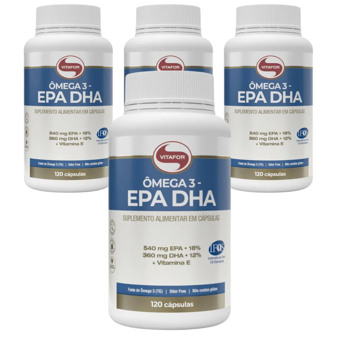 KIT 4 ÔMEGA 3 EPA DHA - 120 CÁPSULAS - VITAFOR