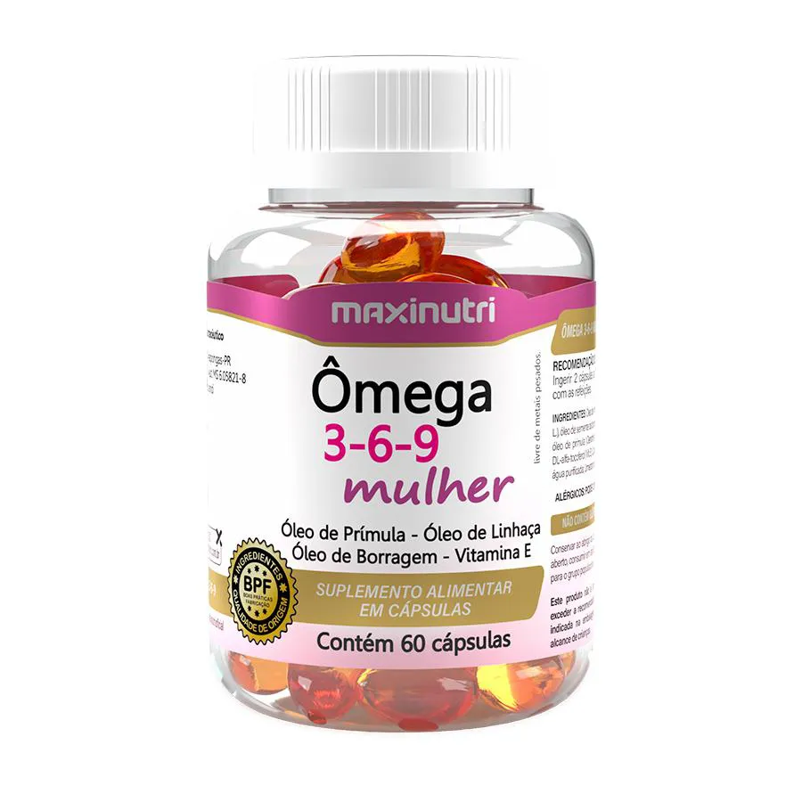ÔMEGA 3 6 9 MULHER - 60 CÁPSULAS - MAXINUTRI