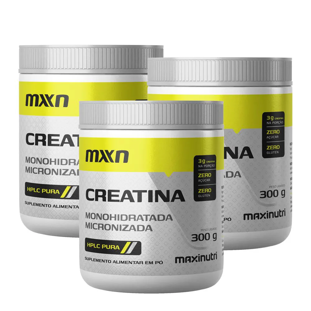 KIT 3 CREATINA MXN PURA Pó 300G MAXINUTRI