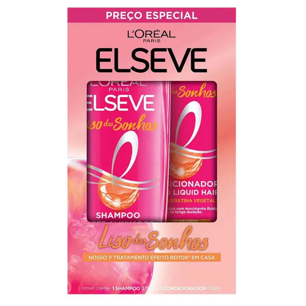 KIT ELSEVE SHAMPOO 375ML + CONDICIONADOR 170ML LISO DOS SONHOS