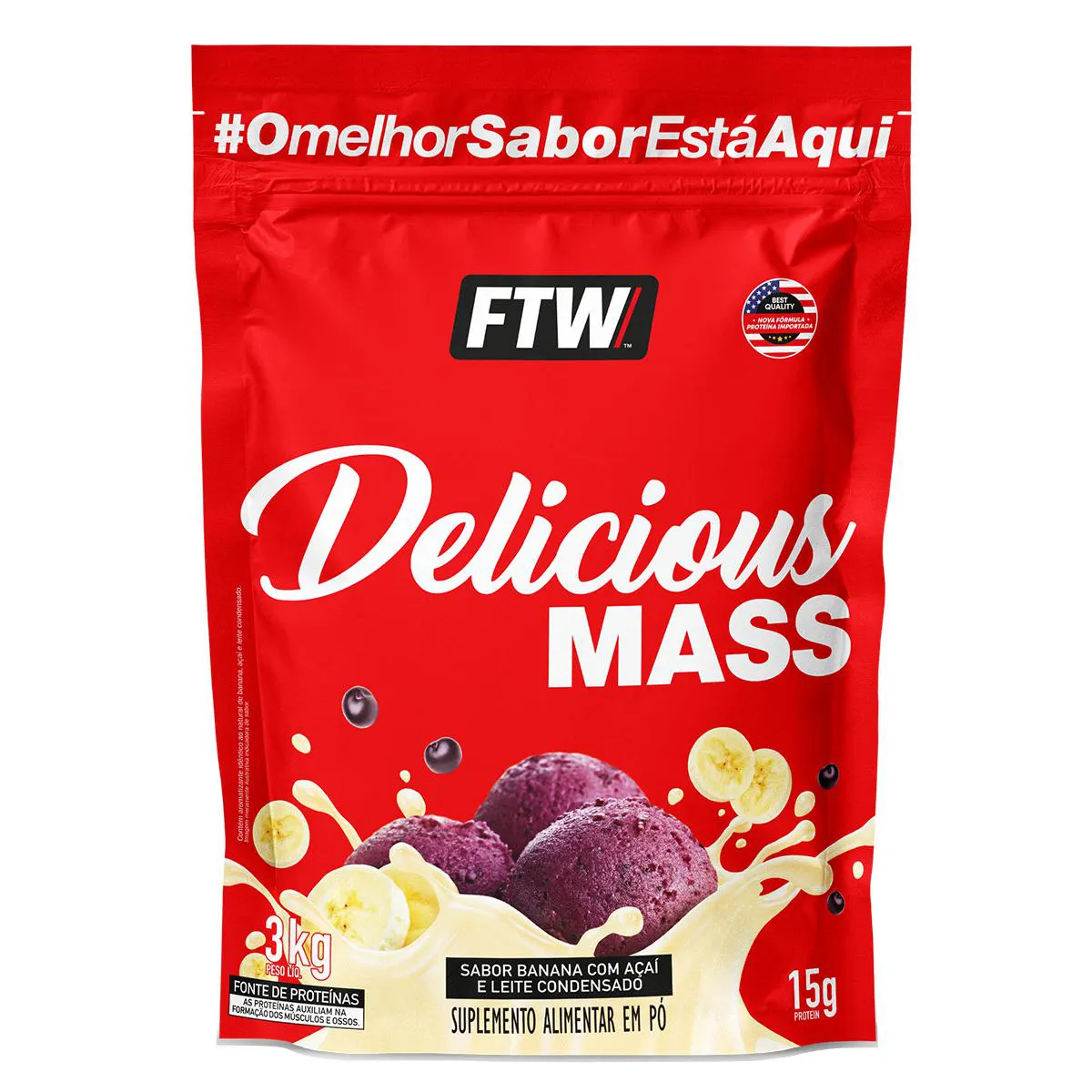 DELICIOUS MASS REFIL3KG SABOR BANANA COM AçAí E LEITE CONDENSADO - FTW