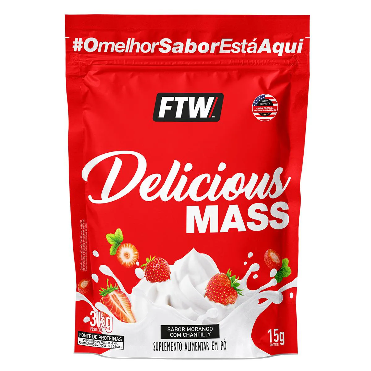 DELICIOUS MASS REFIL3KG SABOR MORANGO COM CHANTILLY - FTW