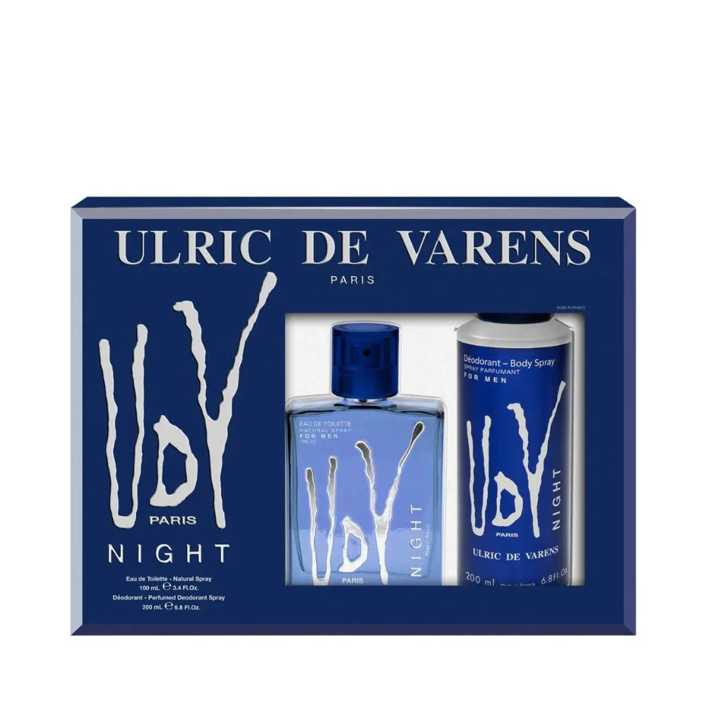 KIT ULRIC DE VARENS NIGHT MASCULINO (EAU DE TOILETTE 100ML + DESODORANTE 200ML) - ULRIC DE VARENS