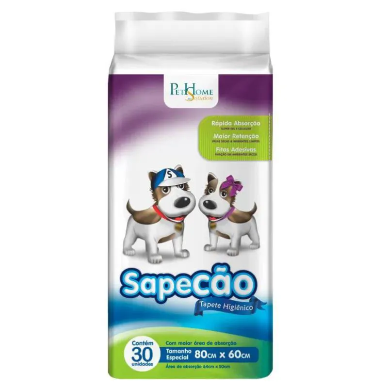 TAPETE HIGIêNICO SAPECãO PARA CãES 75CM X 60CM 30UN