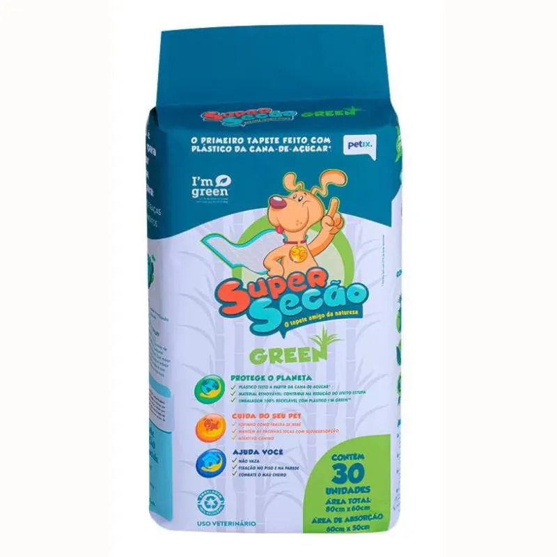 TAPETE HIGIêNICO SUPER SECãO GREEN COM 30 UNIDADES