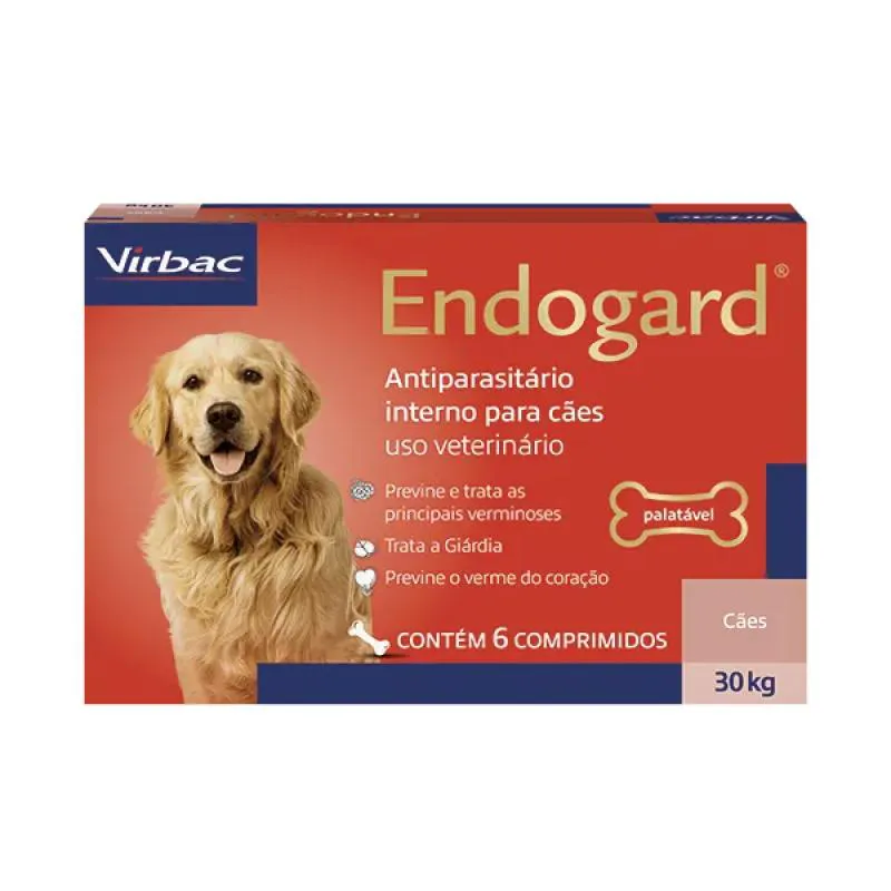 ENDOGARD - PARA CãES ATé 30KG CX COM 6 COMPRIMIDOS
