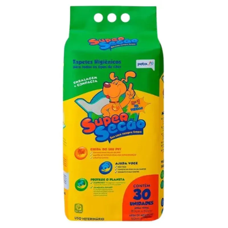 TAPETE HIGIêNICO SUPER SECãO  PACOTE C/  30 UNIDADES 80CM X 60CM