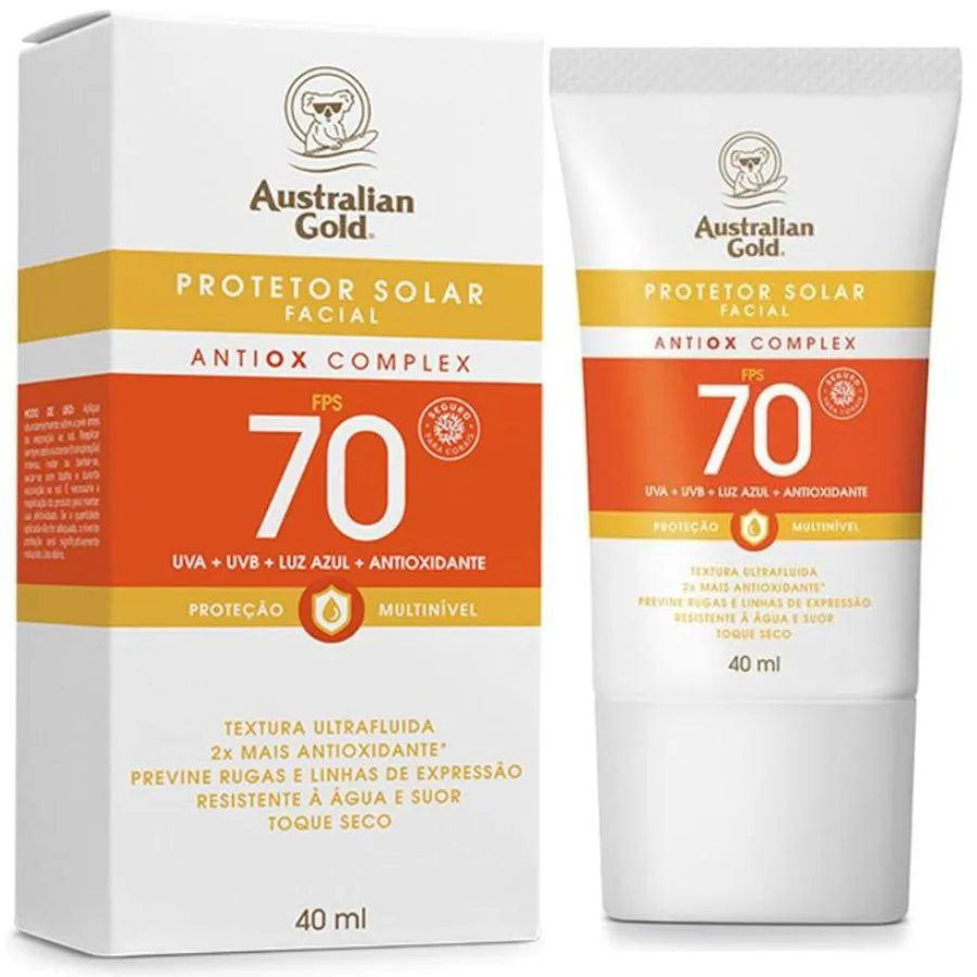 PROTETOR SOLAR FACIAL ANTIOX COMPLEX ULTRA FLUIDO FPS 70 40ML - AUSTRALIAN GOLD
