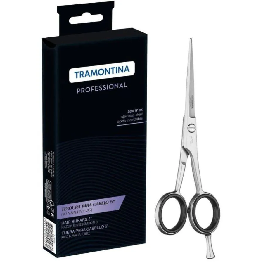 TESOURA PARA CABELO EM AçO INOX 5&#039&#039 COM FIO NAVALHA - TRAMONTINA