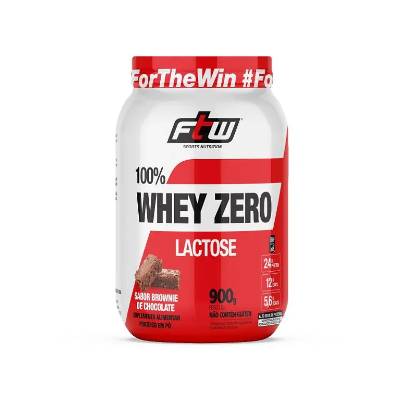100% WHEY ZERO LACTOSE POTE 900G SABOR BROWNIE DE CHOCOLATE - FTW