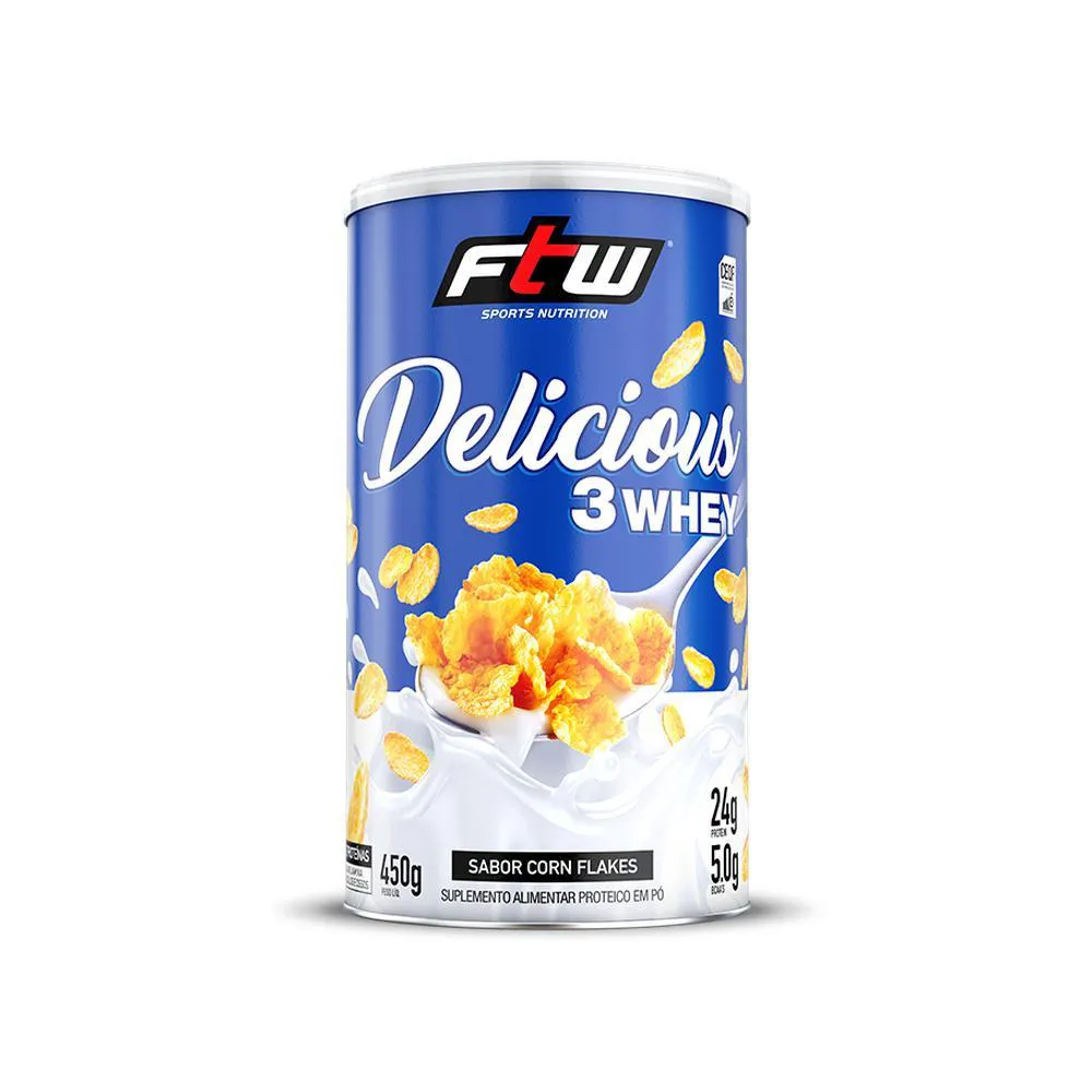 DELICIOUS 3WHEY LATA 450G SABOR CORN FLAKES - FTW