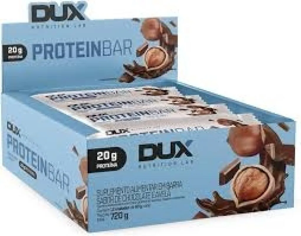 DUX PROTEIN BAR DISPLAY (12 UNID. 60G) - SABOR: CHOCOLATE C/ AVELã