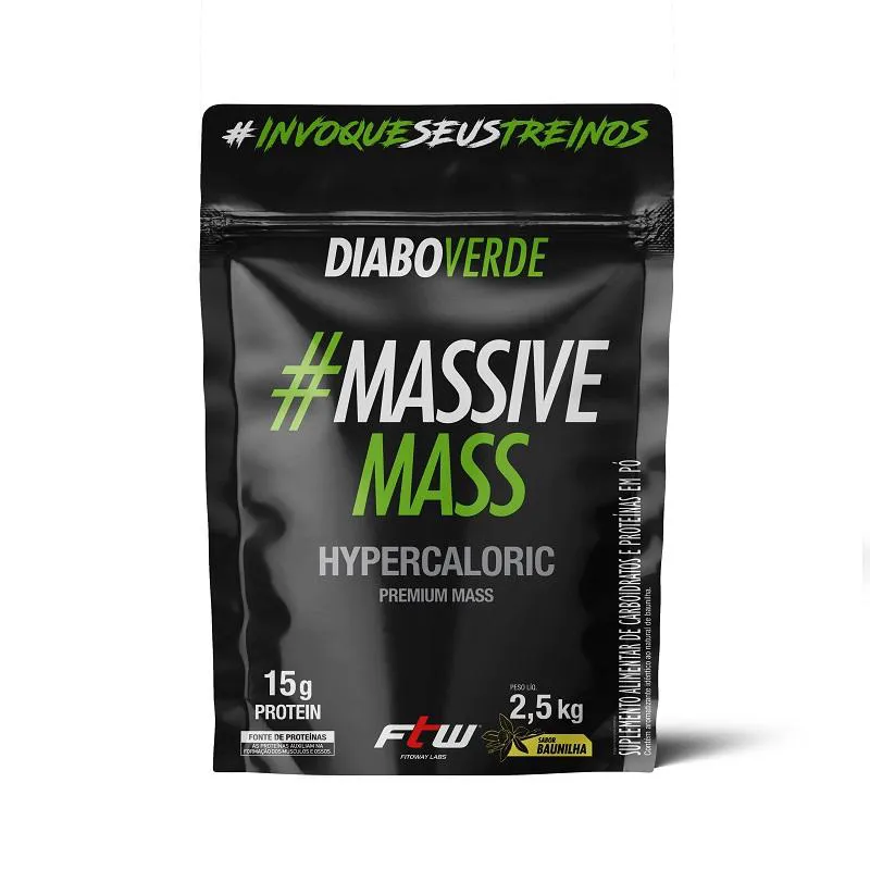 MASSIVE MASS HIPERCALóRICO REFIL 2,5 KG SABOR BAUNILHA FTW - DIABO VERDE