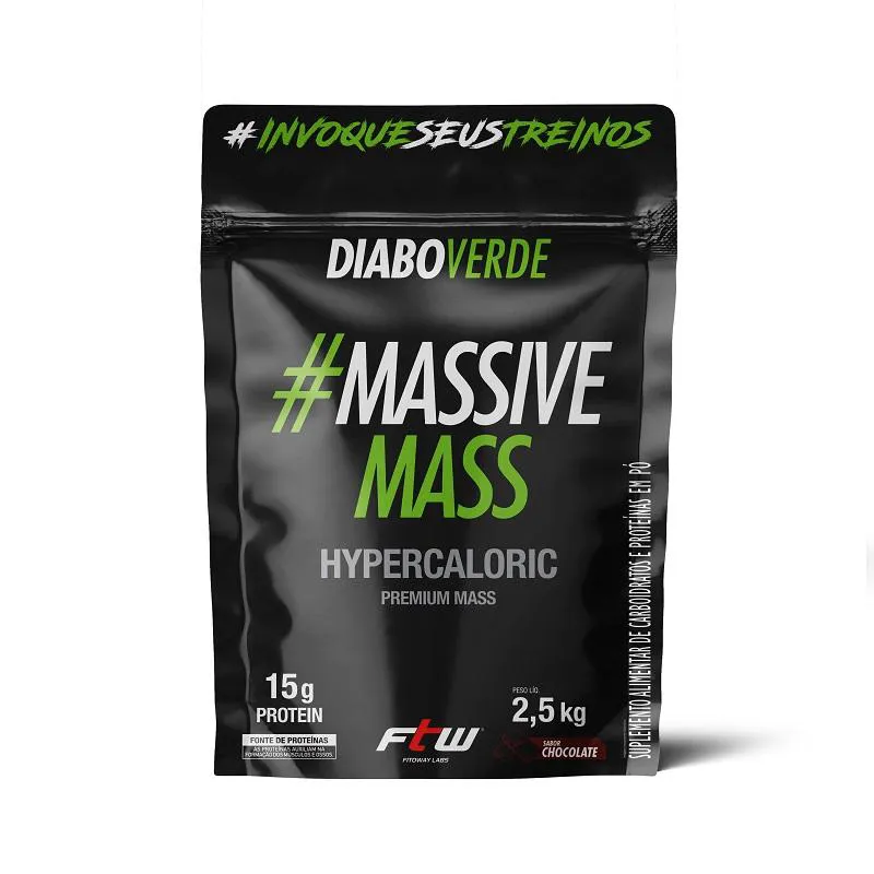 MASSIVE MASS HIPERCALóRICO REFIL 2,5KG SABOR CHOCOLATE FTW - DIABO VERDE