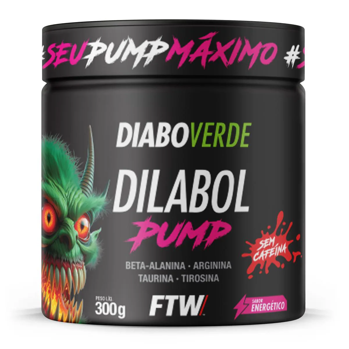 DILABOL PUMP PRé TREINO POTE 300G SABOR ENERGéTICO DIABO VERDE - FTW