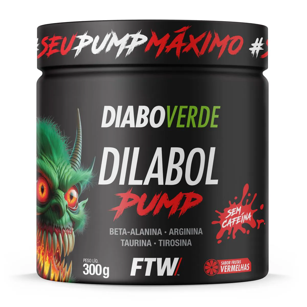 DILABOL PUMP PRé TREINO POTE 300G SABOR FRUTAS VERMELHAS DIABO VERDE - FTW