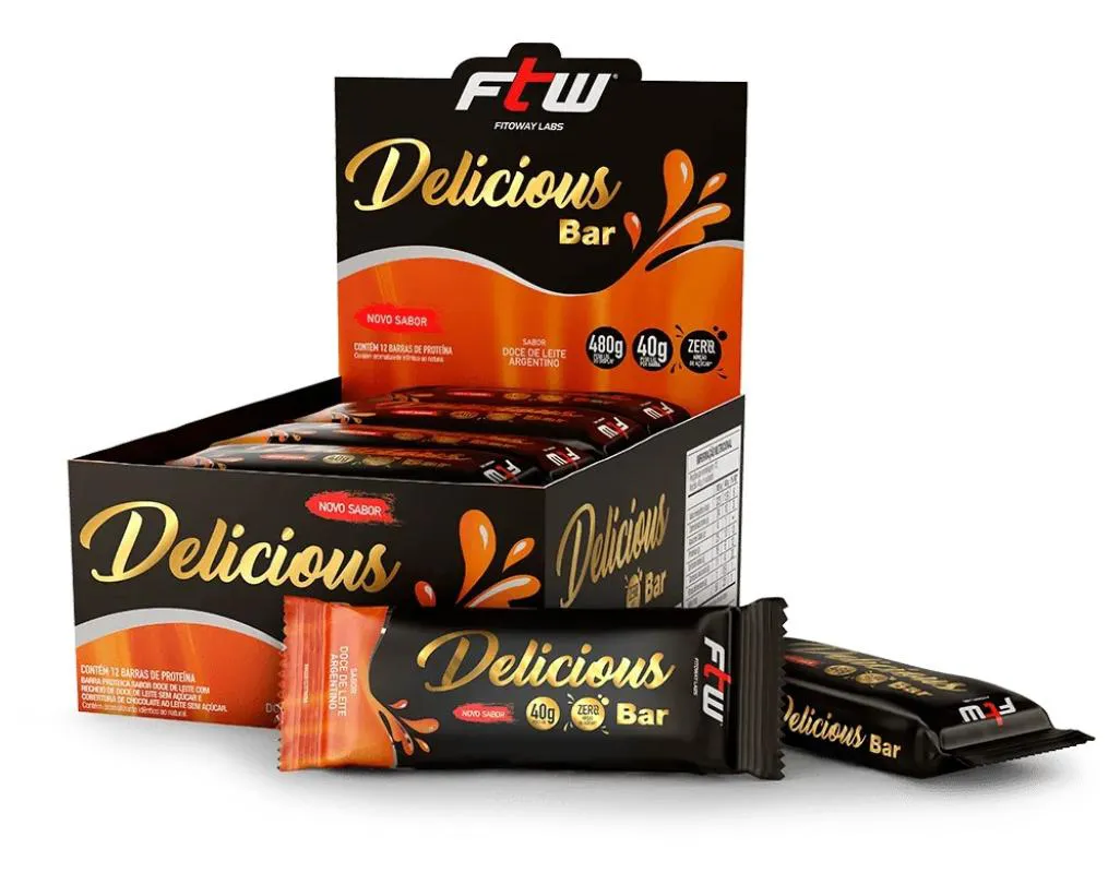 FTW DELICIOUS BAR CX 12 UNIDADES - SABOR DOCE DE LEITE ARGENTINO