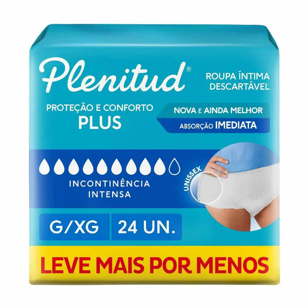 Plenitud Protect Plus - Roupa Íntima Descartável G/XG 24 Unidades