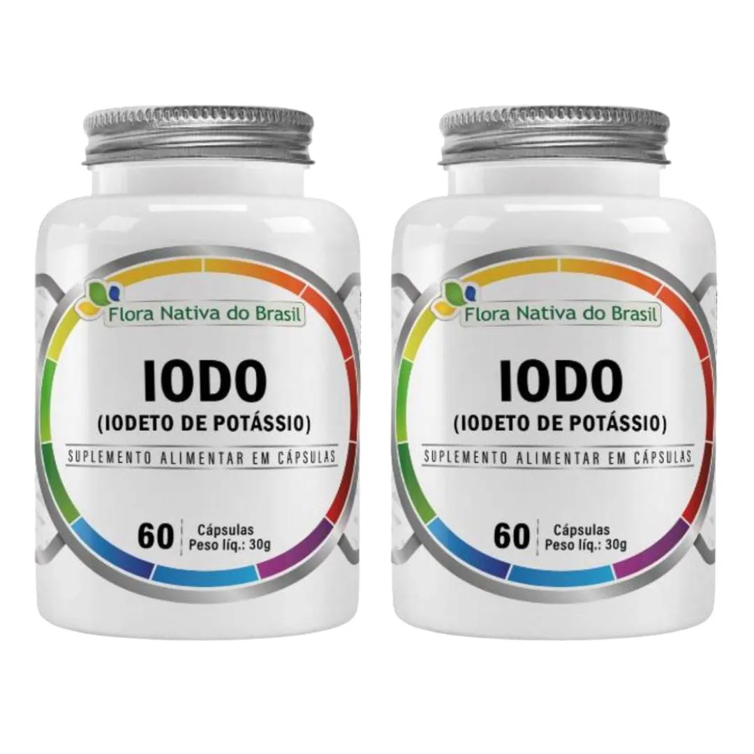 KIT 2X IODO (IODETO DE POTaSSIO) 60 CaPSULAS 500MG FLORA NATIVA 1329124 ...