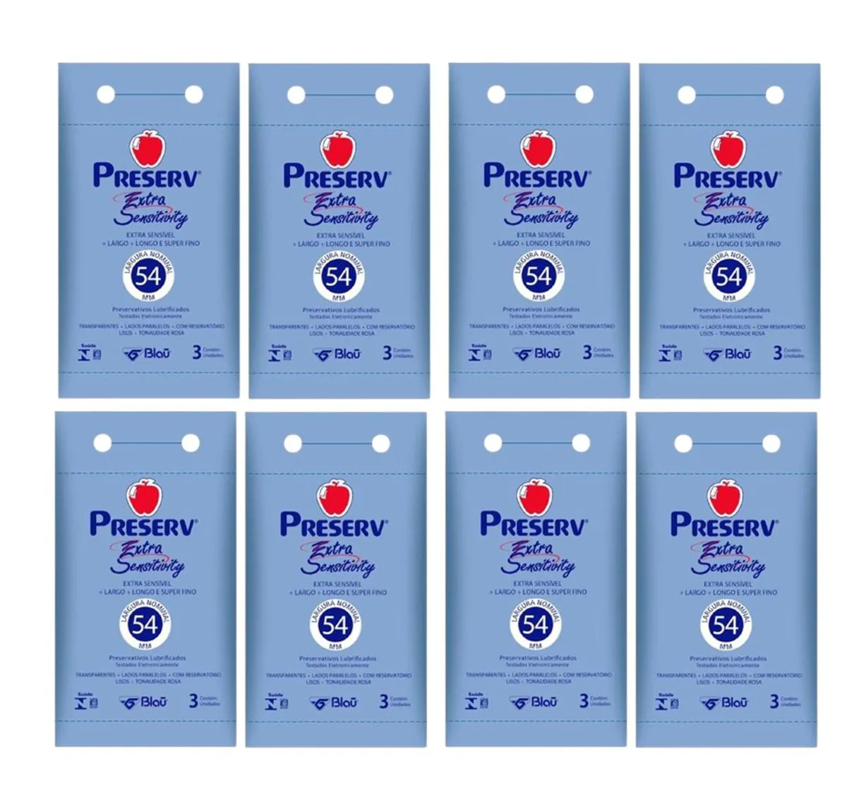 Kit 8 Preservativo Preserv Extra Sensitivity C/ 3 Camisinhas