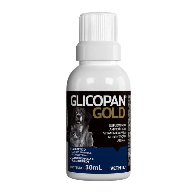 Suplemento Vitamínico Vetnil Glicopan Gold para Cachorros e Gatos 30 Ml