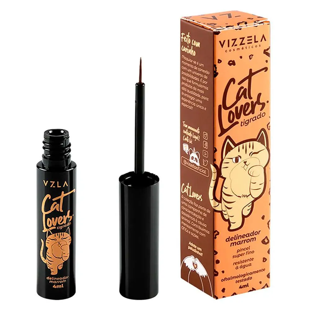 Delineador Líquido Vizzela Cat Lovers Marrom Droga Raia Droga Raia