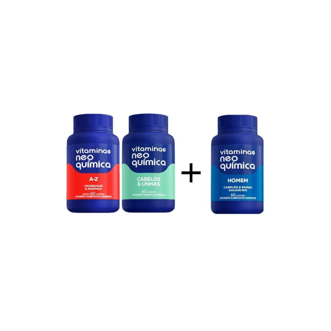 Kit A-Z C/60 + Cabelos e Unhas C/60 Ganhe Homem C/60 - Neo 1380884