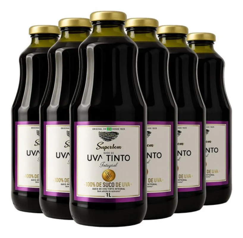Kit 6 Suco de Uva Tinto Integral 1L - Superbom