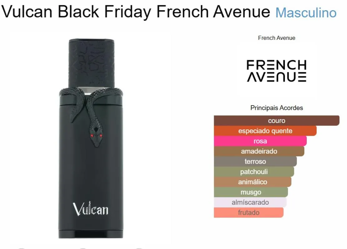 Perfume Vulcan Black Friday French Avenue Edp 100 Ml | Drogasil