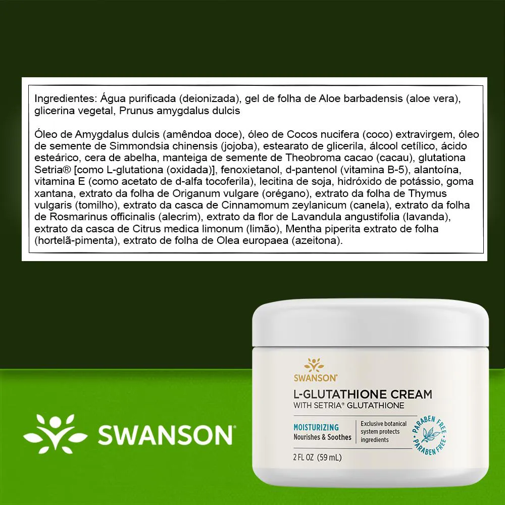 swanson l-glutathione cream Creme Lglutationa Setria Glutationa Swanson 59Ml Importado 1427543
