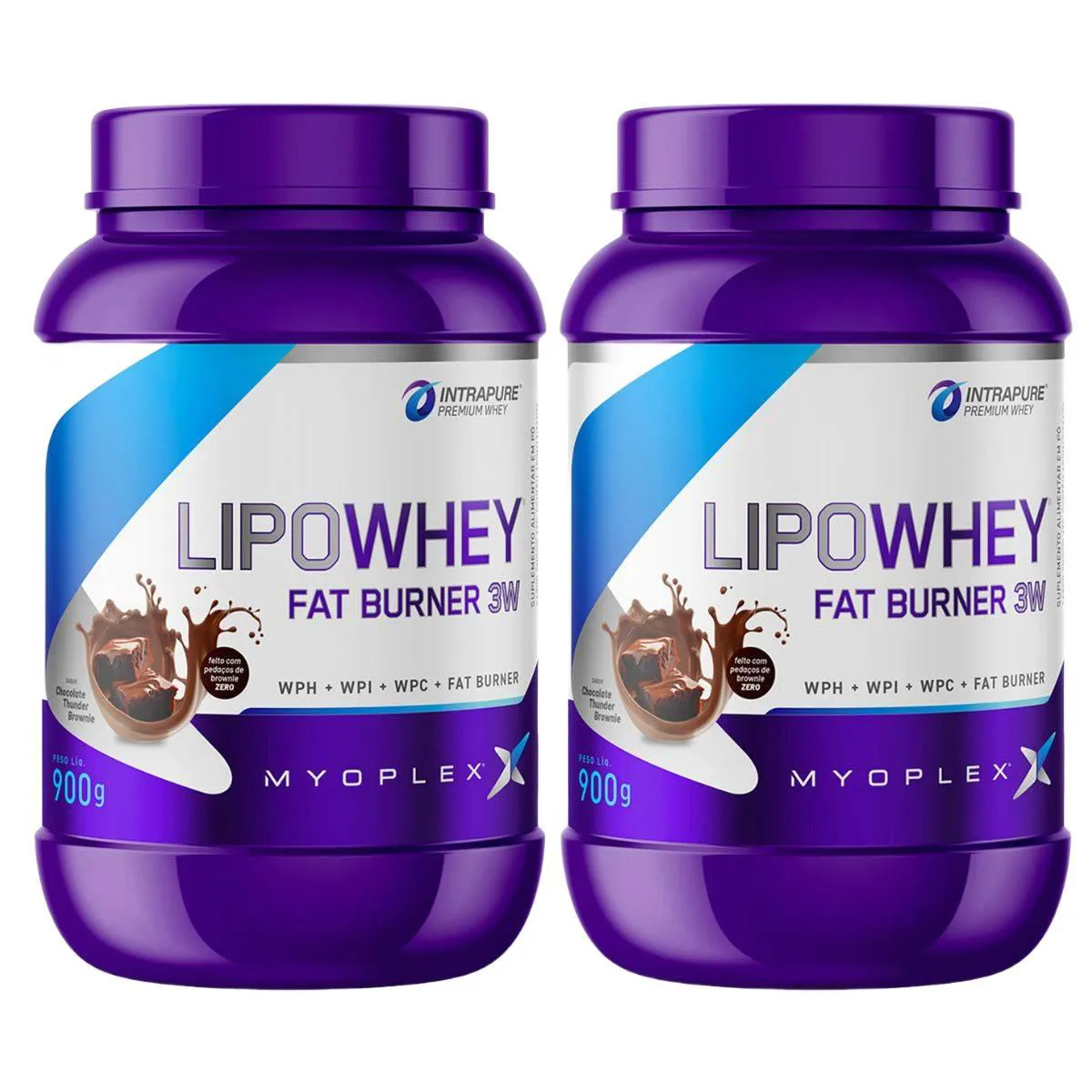 Kit 2 Lipo Whey Fat Burner 3W Premium 900G Myoplex Chocolate COM