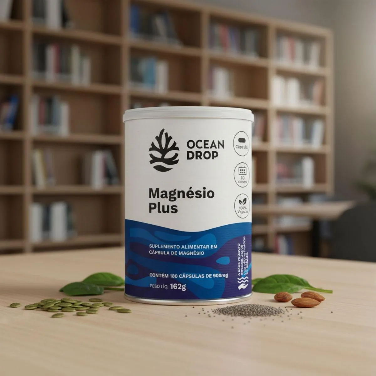 Magnesio Plus Vegano 900Mg 180 Capsulas Ocean Drop Natural 1429162