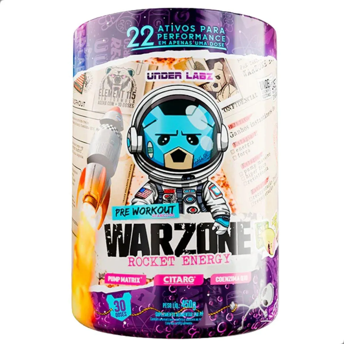 Warzone Rocket Energy Pre Workout Pump Citarg 450G Under Labz
