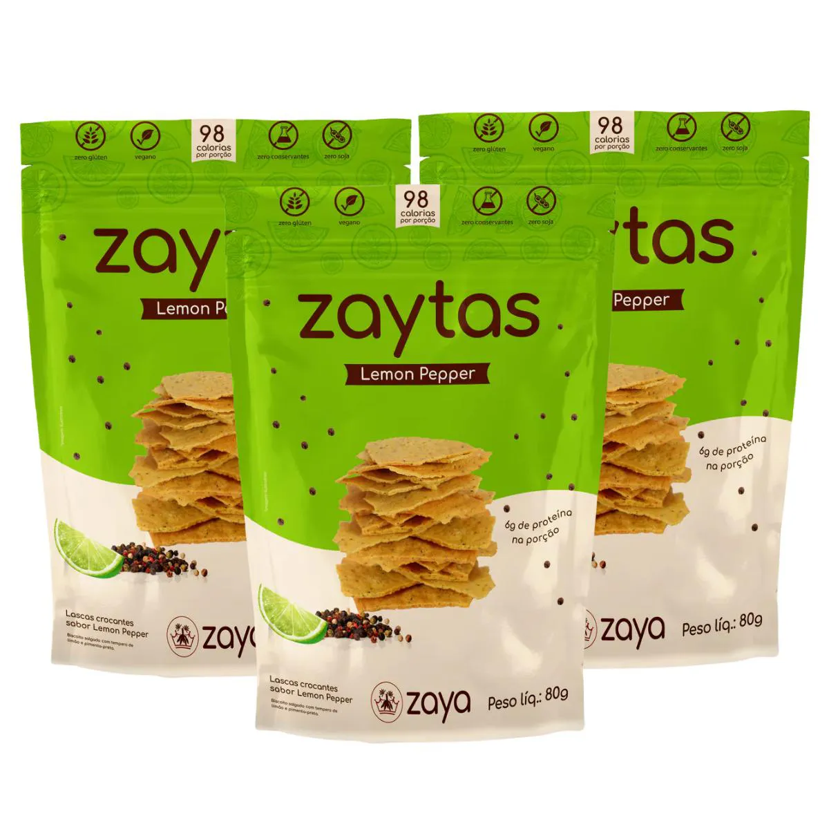 SpaVita◆サッキー◆ 3X Snack Biscoito Vegano Zaytas Lemon Pepper 80G | Drogasil | Drogasil