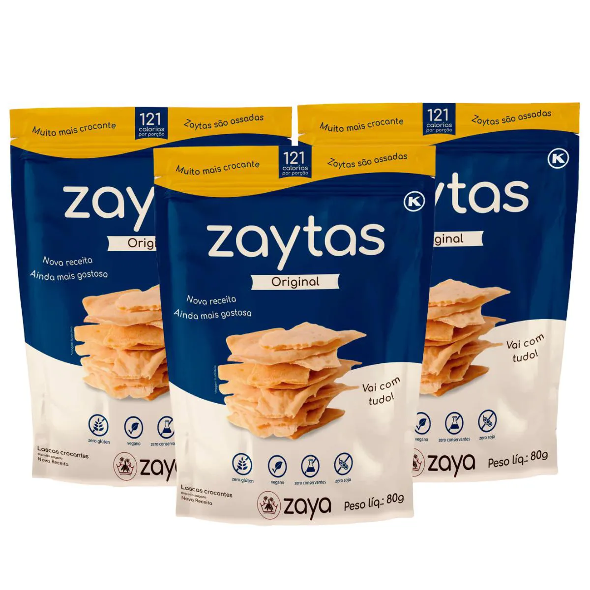 3X Snack Biscoito Vegano Zaytas Original 80G 1433864 | Droga Raia