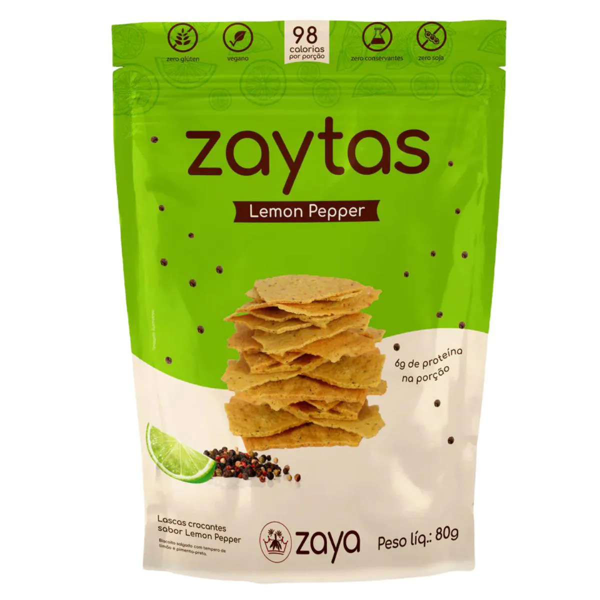 サクサク Zaytas Lemon Pepper Lascas Crocantes Vegana 80G 1433871 | Drogasil