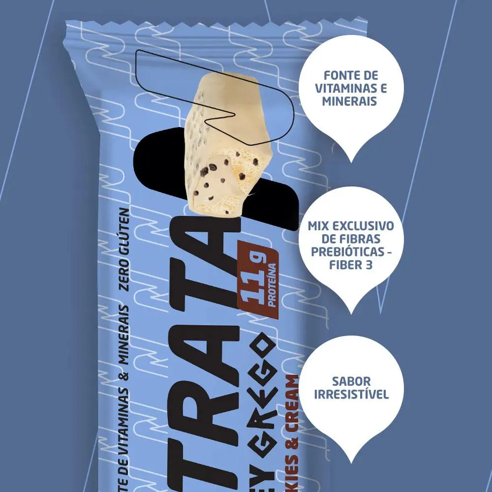 Barra Whey Grego - Sabor Cookies And Cream - 12 Unidades de 40G