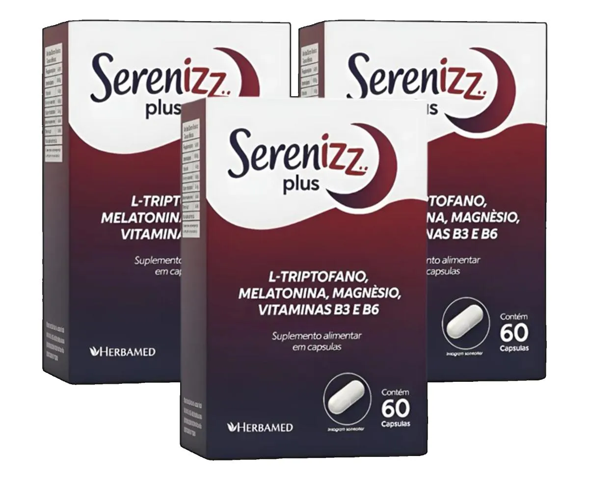 Kit 3 Suplemento Serenizz Plus 60 Caps - Herbamed 1436195 | Droga Raia